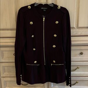 INC International Concepts Women's Burgundy Military-Style Zip Jacket